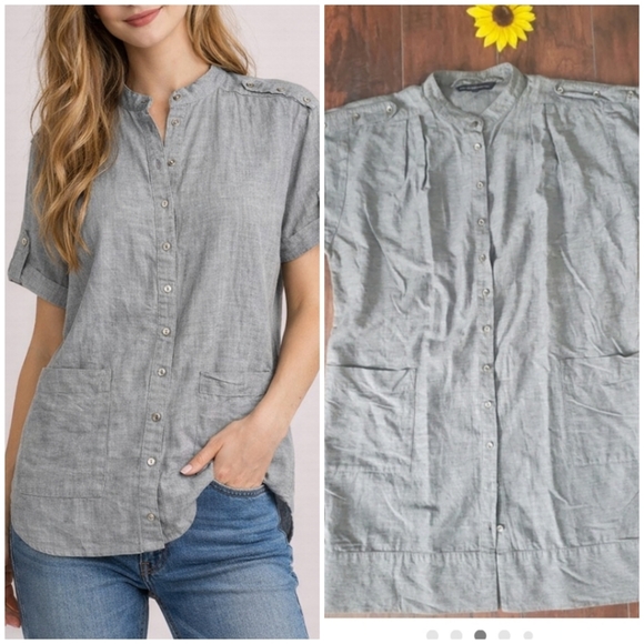 French Connection Tops - FRENCH CONNECTION GRAY BUTTON DOWN TOP